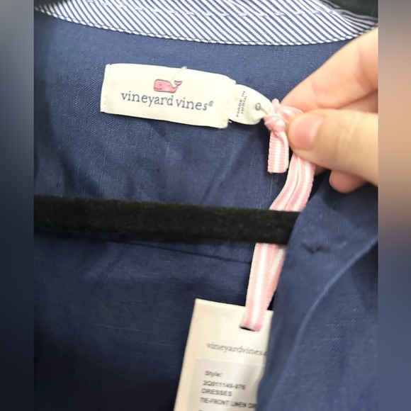 NWT Vineyard Vines Westerly Tie-Front Linen Dress Size 0 Deep Bay Blue modest - Picture 2 of 4